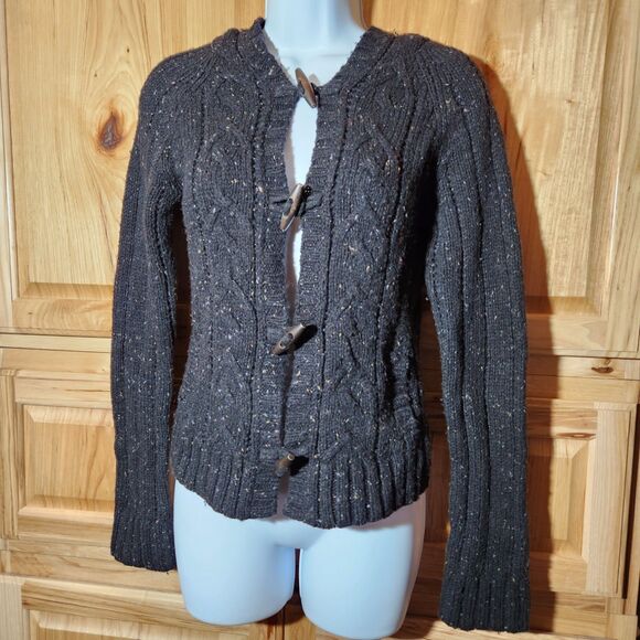SO Black Cable Knit Cardigan Sweater – Junior Medium – 3 Fasteners - Picture 1 of 5